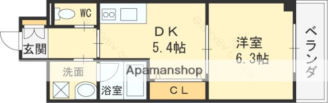 サンフレンドソラーナ(1DK/2階)の間取り写真