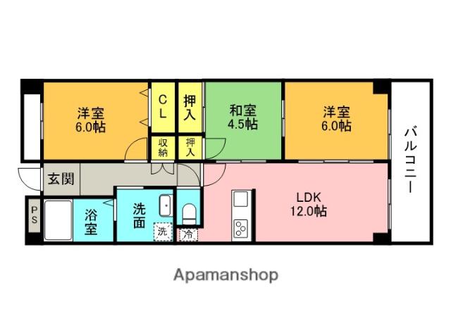 ナゥボⅠ(3LDK/3階)の間取り写真