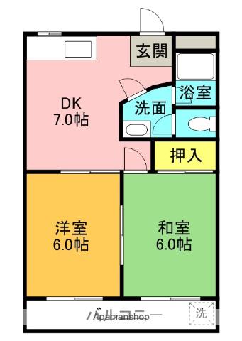 北田マンション(2DK/2階)の間取り写真