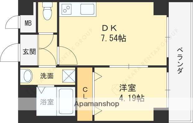 LARGO初町(1DK/2階)の間取り写真