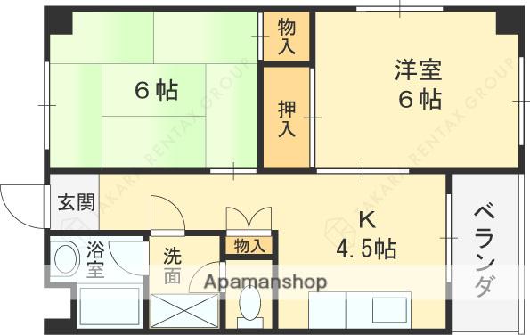 翠香マンション(2K/2階)の間取り写真