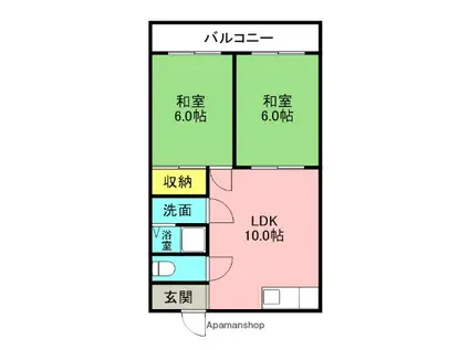 ハイツナカムラ(2LDK/3階)の間取り写真