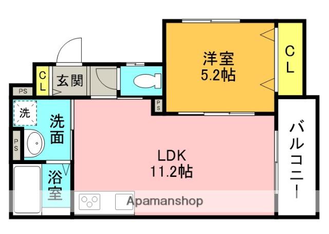 クリエオーレ忍ヶ丘(1LDK/1階)の間取り写真