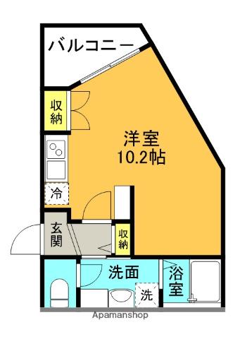 キャルムコート忍ケ丘(ワンルーム/3階)の間取り写真