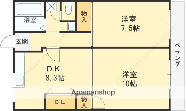 メゾン忍ヶ丘(2DK/3階)の間取り写真