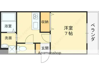 京阪電気鉄道京阪線 香里園駅 徒歩5分 3階建 築1年(1K/3階)の間取り写真