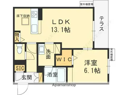 SHAMAISON REFINAR(1LDK/1階)の間取り写真