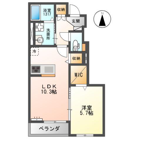 アシエルタ・アジャート(1LDK/1階)の間取り写真