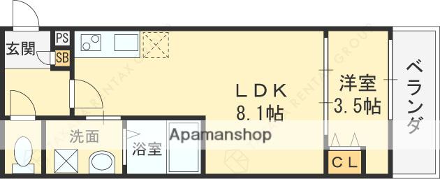 ALEGRIA古川橋Ⅱ(1LDK/3階)の間取り写真