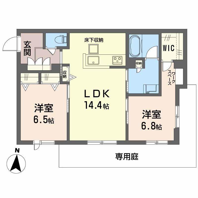 シャーメゾン レソール(2LDK/1階)の間取り写真