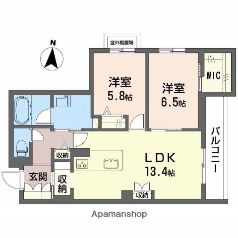 シャーメゾン レソール(2LDK/2階)の間取り写真