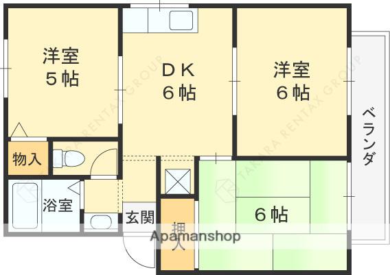 アネックス1(3DK/2階)の間取り写真