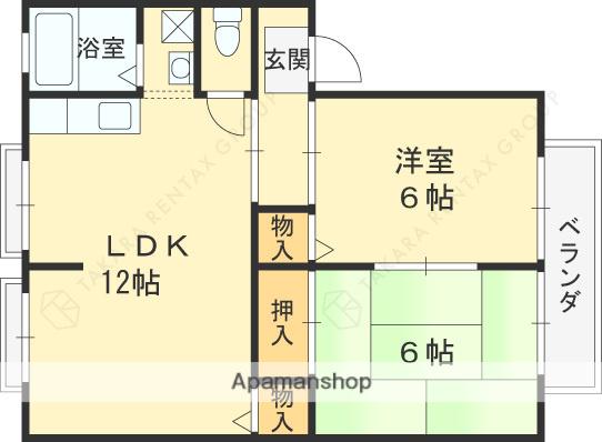 ローズハイツ(2LDK/1階)の間取り写真