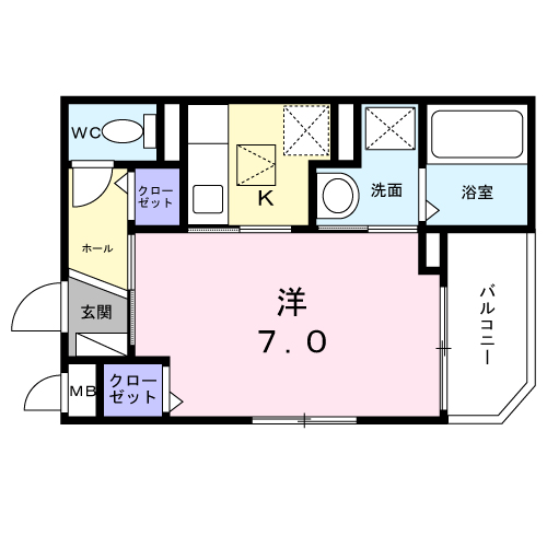 アルマグラータ(1K/1階)の間取り写真