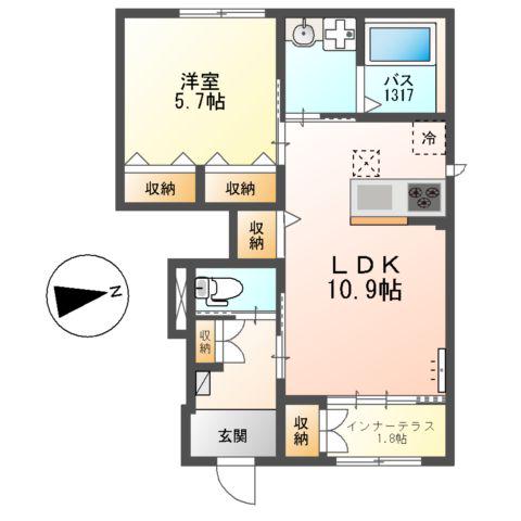 ロイヤルサージュ(1LDK/1階)の間取り写真