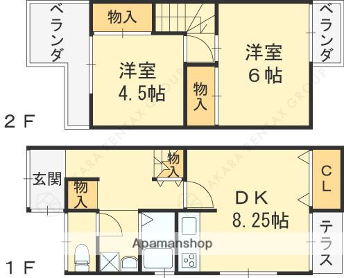 高柳２丁目３６−１テラスハウス(2DK)の間取り写真