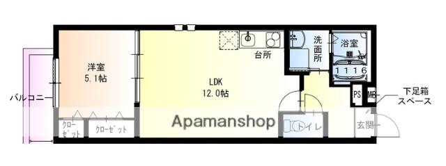 フジパレス忍ケ丘Ⅲ番館(1LDK/1階)の間取り写真