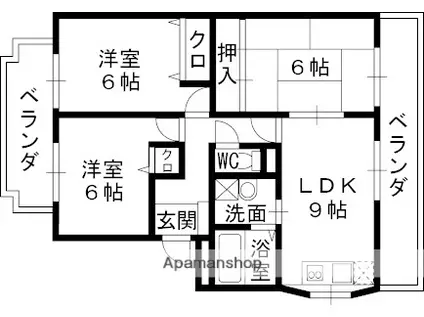 グリーンシティ五百住(3LDK/1階)の間取り写真