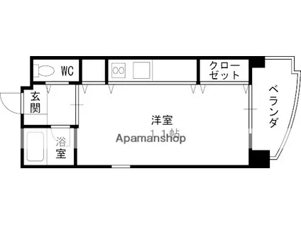 阪急電鉄京都線 高槻市駅 徒歩1分 9階建 築19年(ワンルーム/9階)の間取り写真