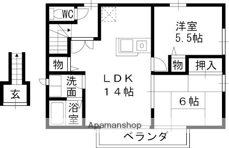 コンフォート2(2LDK/2階)の間取り写真