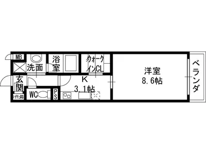 JEUNEK(1K/1階)の間取り写真