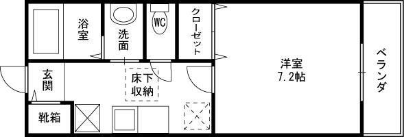 グランソーレめいわ(1K/1階)の間取り写真