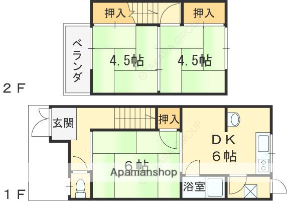 葛原新町堂前貸家(3DK)の間取り写真
