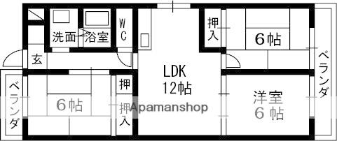メゾンモンソレーイユ(3LDK/1階)の間取り写真