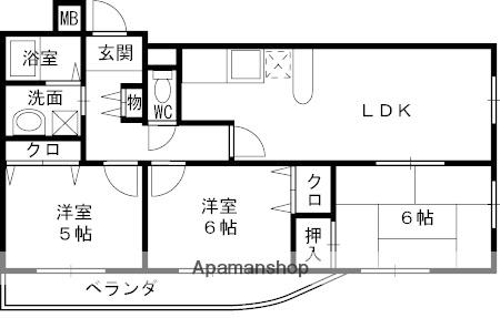 ジュネス春日(3LDK/1階)の間取り写真