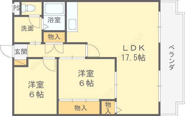 パルソシア(2LDK/2階)の間取り写真