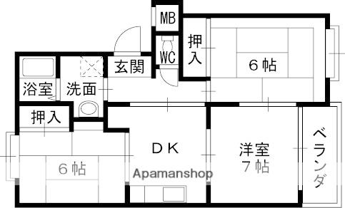 ハピネス西口2(3DK/3階)の間取り写真
