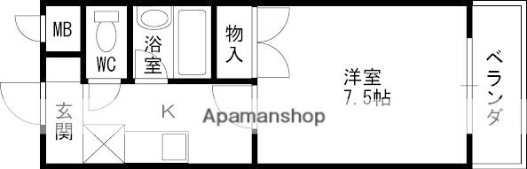 清水マンションⅢ(1K/7階)の間取り写真
