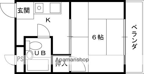 シャトー八坂(1K/3階)の間取り写真