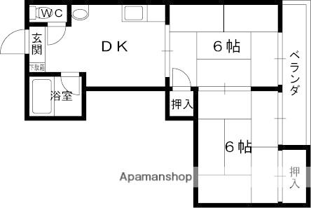 コーポ萱島(2DK/3階)の間取り写真