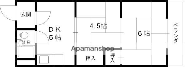 ハイツ元町(2DK/4階)の間取り写真