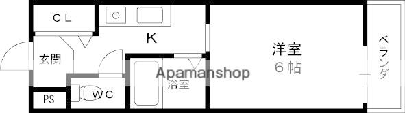 ボー・アブル枚方長尾Ⅱ(1K/1階)の間取り写真