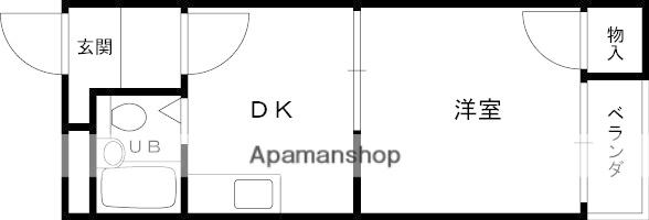 スカイハイツ香里(1DK/1階)の間取り写真