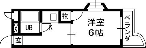 有馬パレス禁野(1K/5階)の間取り写真