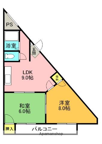 桜園ロイヤルライフ(2DK/4階)の間取り写真