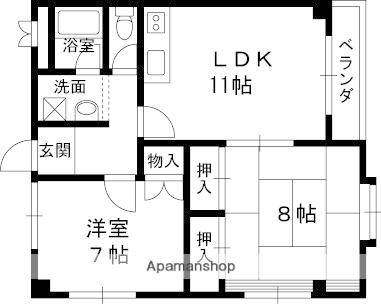 レジデンスサンワ(2LDK/2階)の間取り写真