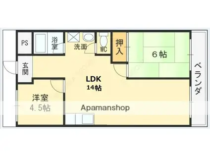 コーポラス新橋(2LDK/4階)の間取り写真