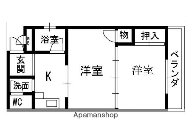 レジデンスパール(2K/2階)の間取り写真