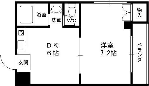 ライフハイツ中宮(1DK/4階)の間取り写真