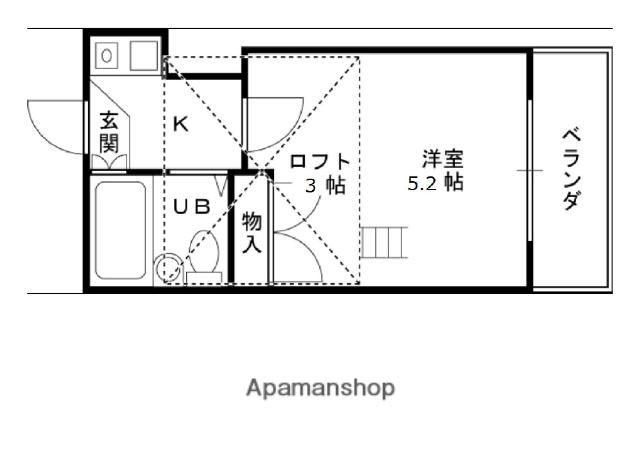 ビーエスパース(1K/2階)の間取り写真