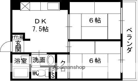 三幸ハイツ(2DK/1階)の間取り写真