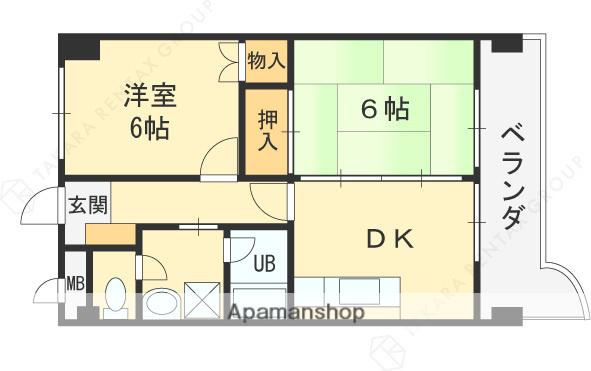 アペックスハイム守口(2DK/4階)の間取り写真