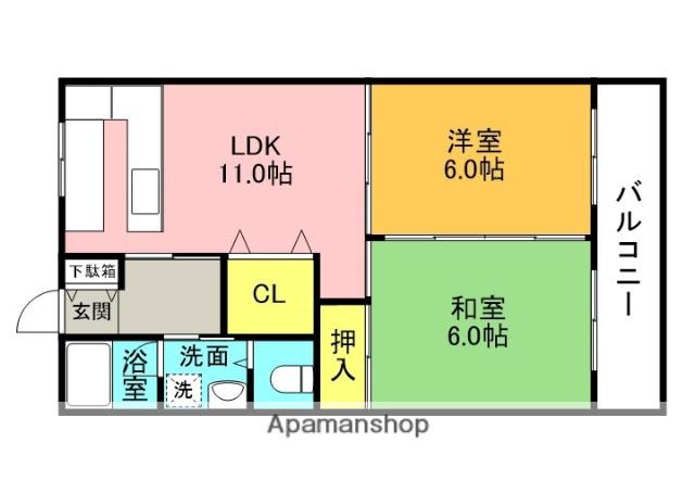 NO1香里ニューハイツ(2LDK/1階)の間取り写真