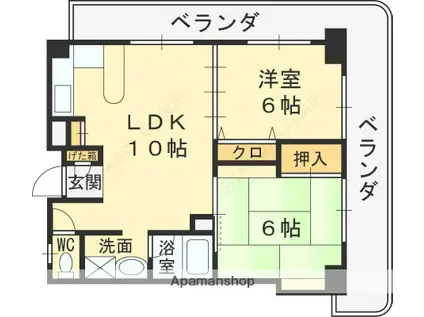 サントリーノ迎賓館(2LDK/2階)の間取り写真