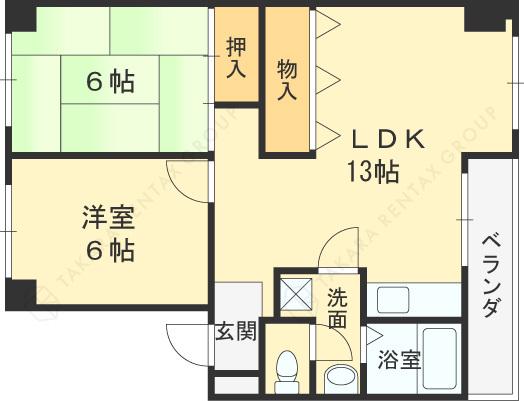 シャンボール鶴見(2LDK/3階)の間取り写真