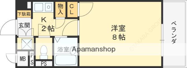 メリーパレス(1K/4階)の間取り写真